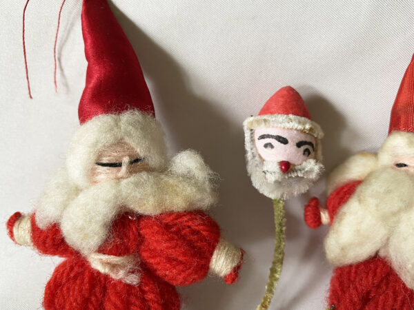 vintage japan santa christmas ornaments spun cotton with cotton beards, four santa lot