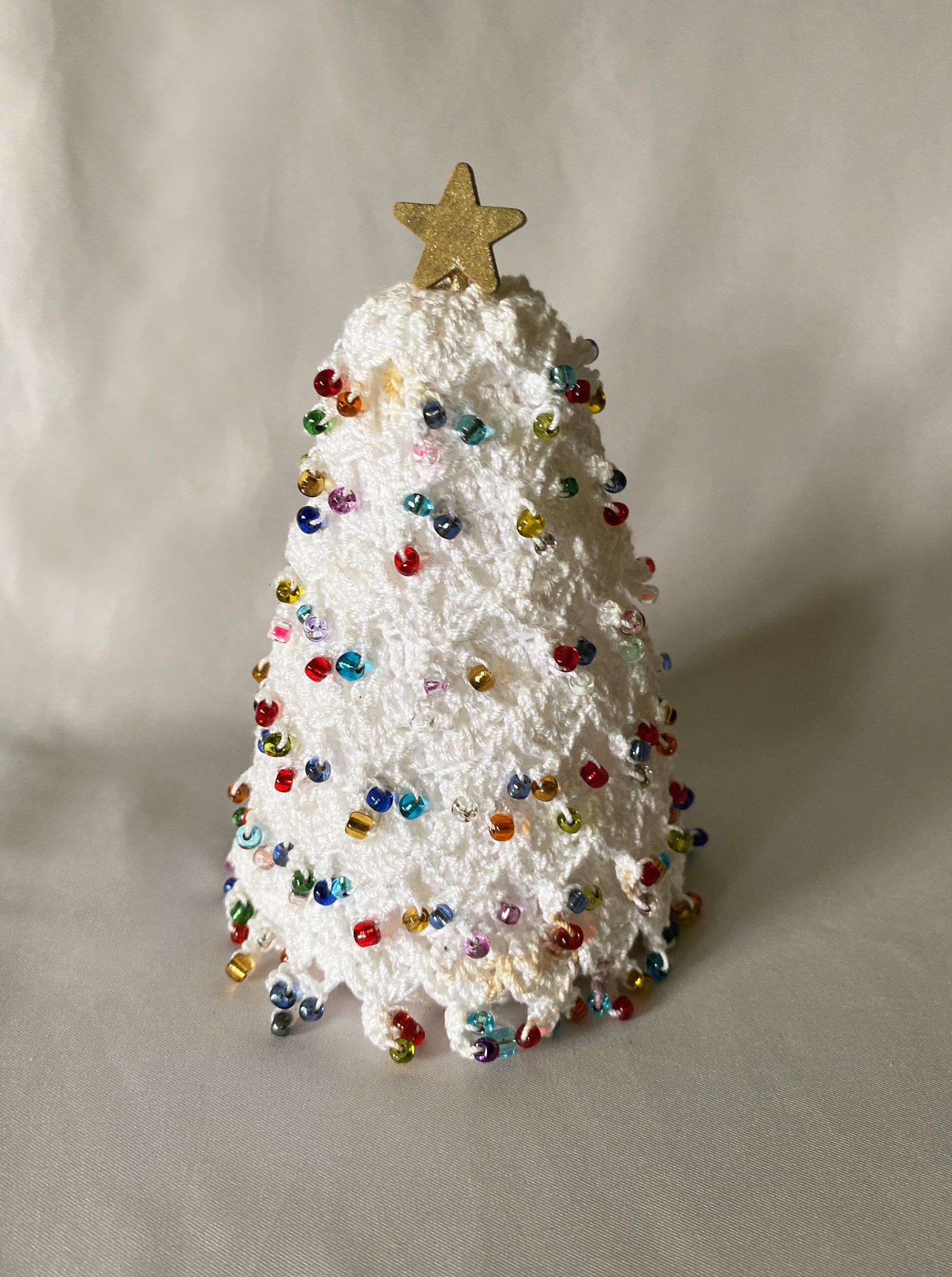 Vintage Glass Beads Crochet Christmas Tree, Mid Century Beaded ...