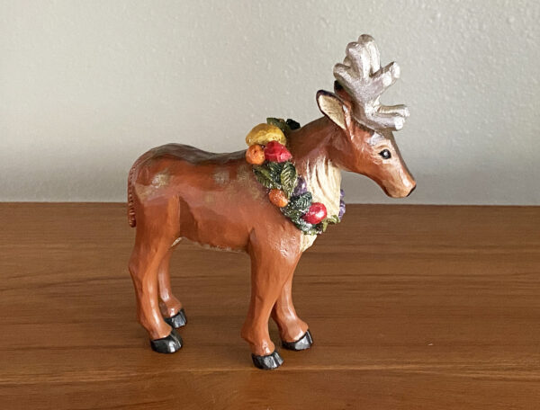 vintage pam schifferl reindeer with fruit wreath figurine statue MWCF rare hard to find excellent