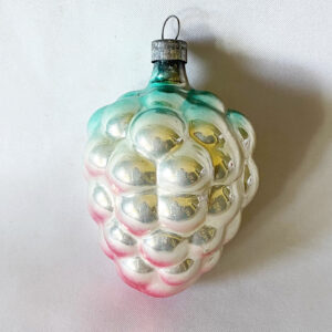 1930s Heidt Glass Christmas Ornament Grape Bunch, Vintage USA silver pink green Glass Ornament Fruit Grapes Cluster