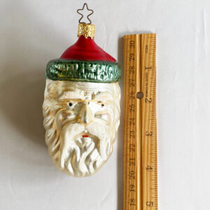 Vintage Weinachtsmann Head Large Glass Ornament, Inge Glas German Father Christmas Santa Head Ornament