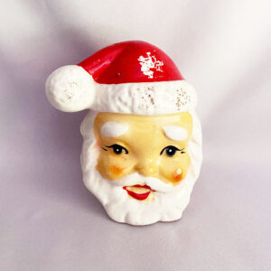 Vintage Santa Claus Salt or Pepper Shaker marked Japan, hand painted Ceramic Santa Head 1950s