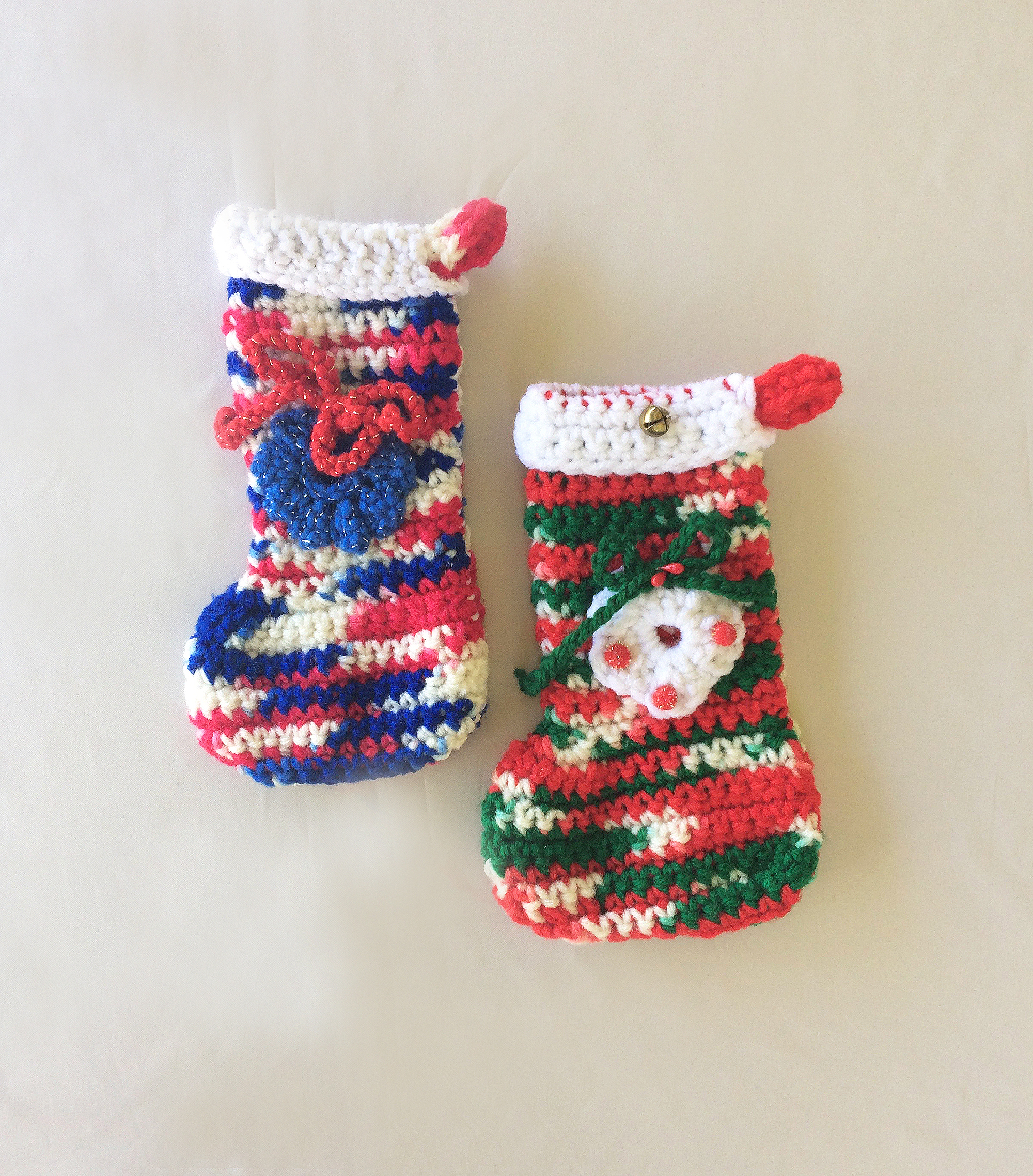 Vintage Pair Christmas Handmade Wool Needlepoint Christmas Stockings