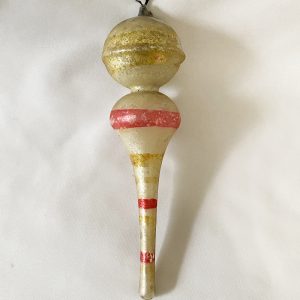 1890s Antique German Christmas Ornament, Large 5.5" Double Glass Striped Icicle Ornament