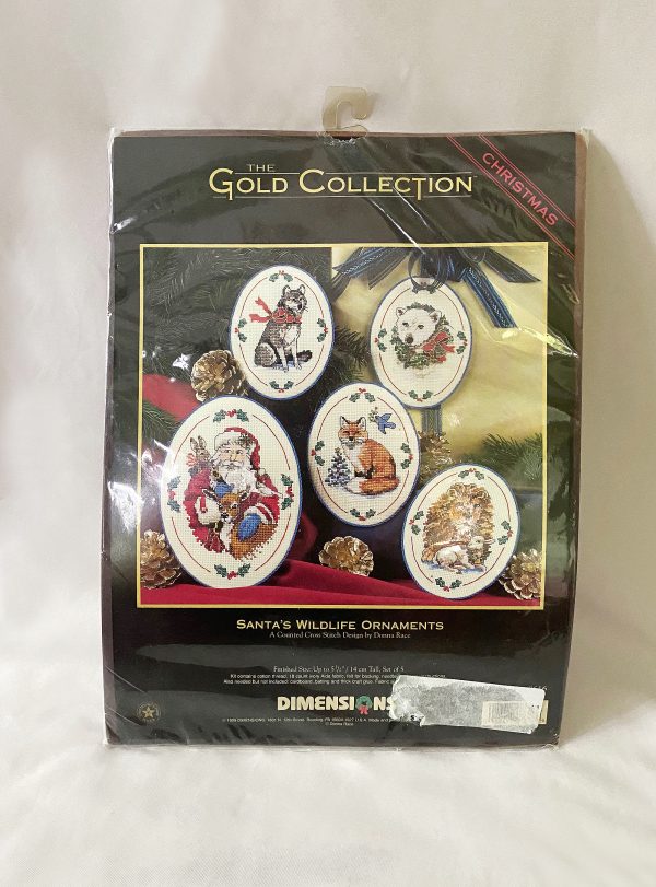 Cross Stitch Christmas Ornaments Kit NIP, Dimensions 1999 Gold Collection “Santa’s Wildlife Ornaments", New Old Stock