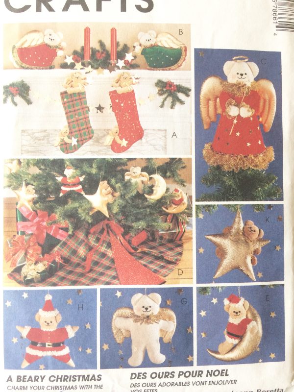 Vintage Christmas Crafts Patterns lot McCalls 6320 and 7866, Xmas Crafts Ornaments Decorations, A Beary Christmas Ornament Patterns