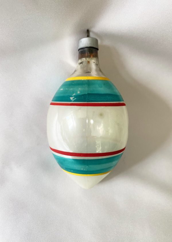1940s Premier Double Diamond Indent Christmas Ornament USA, American Blown Glass striped indent Ornament, 1940s pre war glass ornament