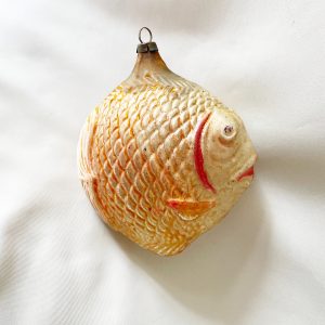 1920s Antique Large Glass Christmas Ornament 4" Angel Fish, German Glass Fish Ornament, Pre 1946 jumbo Figural Ornament