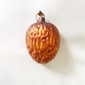 1920s Vintage Figural Glass Christmas Ornament Walnut, Antique German Bumpy Nut Fruit Ornament