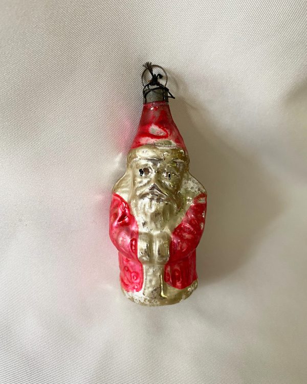 Antique Glass Christmas Ornament German Santa, Small Santa Ornament, Belsnickel Santa Collectibles