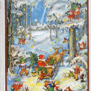Vintage German Advent Calendar Stuttgart, NIP Santa Countdown to Christmas Calendar, Child Advent Calendar