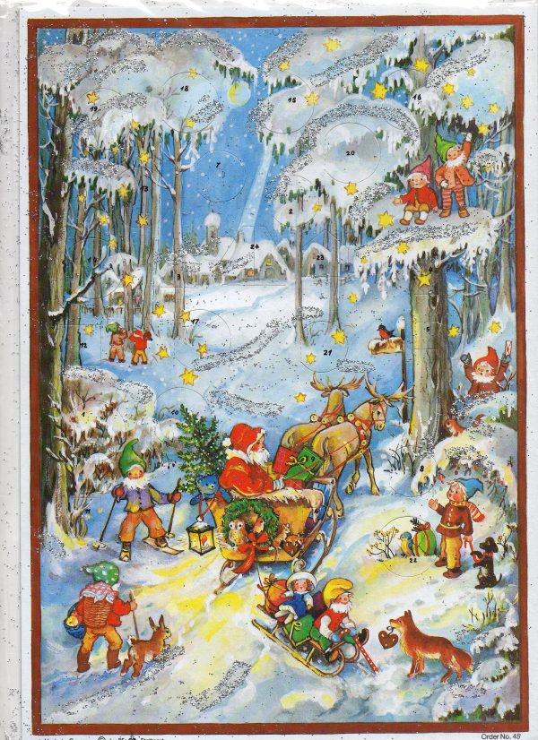 Vintage German Advent Calendar Stuttgart, NIP Santa Countdown to Christmas Calendar, Child Advent Calendar