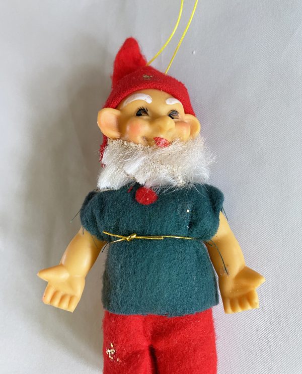 Vintage Gnome Pixie Elf Made in Japan Label, Christmas Pixie, Retro 1960s Christmas Decorations