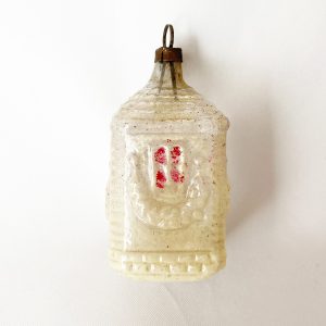 1900s german figural glass ornament lantern cottage house with pine roping embossed unsilvered christmas ornament excellent