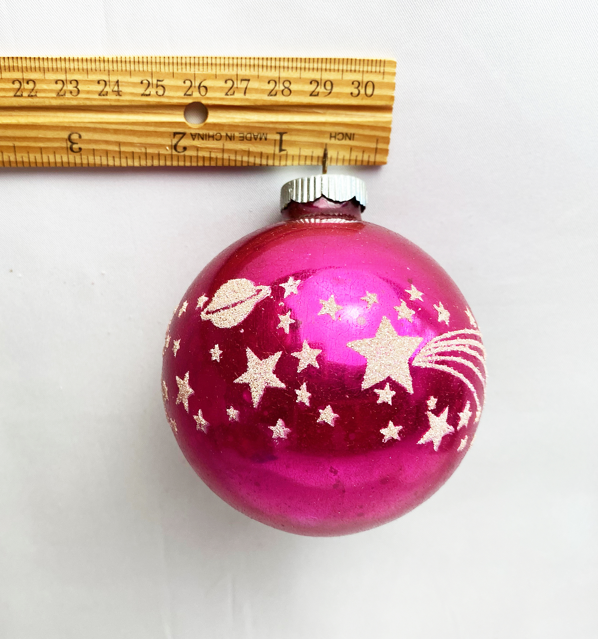 Pink Christmas Tree Decorated with Vintage Shiny Brite Ornaments