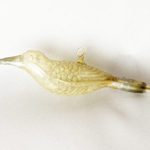 1920s Antique Glass Bird Christmas Ornament Embossed Germany, Hanging Bird Annealed Hook