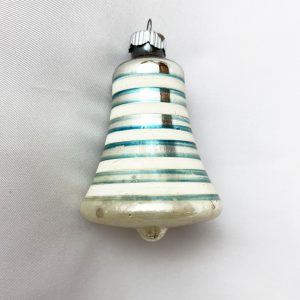 Vintage Large Shiny Brite Bell Glass Christmas Ornament, Striped Glass Bell Ornament