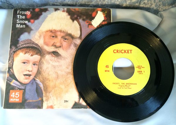 Vintage Christmas Record 45 rpm Frosty the Snowman, Mid Century Vintage Santa Collectible, 1960s