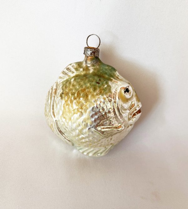 1920s german figural glass ornament small angel fish mercury glass silver fish ornament rare hard to find smaller size fish ornament