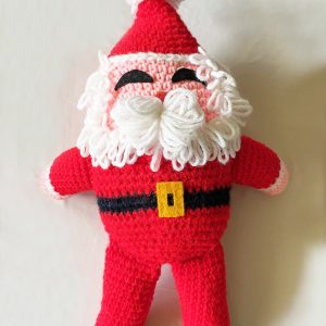 Vintage Plush Santa 17" Handmade Amigurumi Crochet Knit Santa Claus, Christmas Holiday Doll, Santa Figure mid century christmas