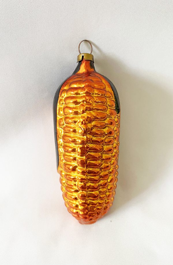 vintage german figural glass ornament ear of corn late 1940s post war dark gold corn cob ornament with bracts