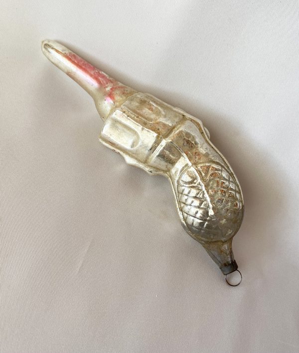 1900s Figural blown Glass Ornament Pistol Revolver German Antique Christmas Ornament