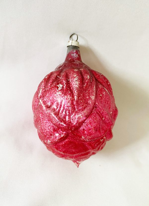 1900s large embossed red rose figural glass ornament pre 1946 german ornament