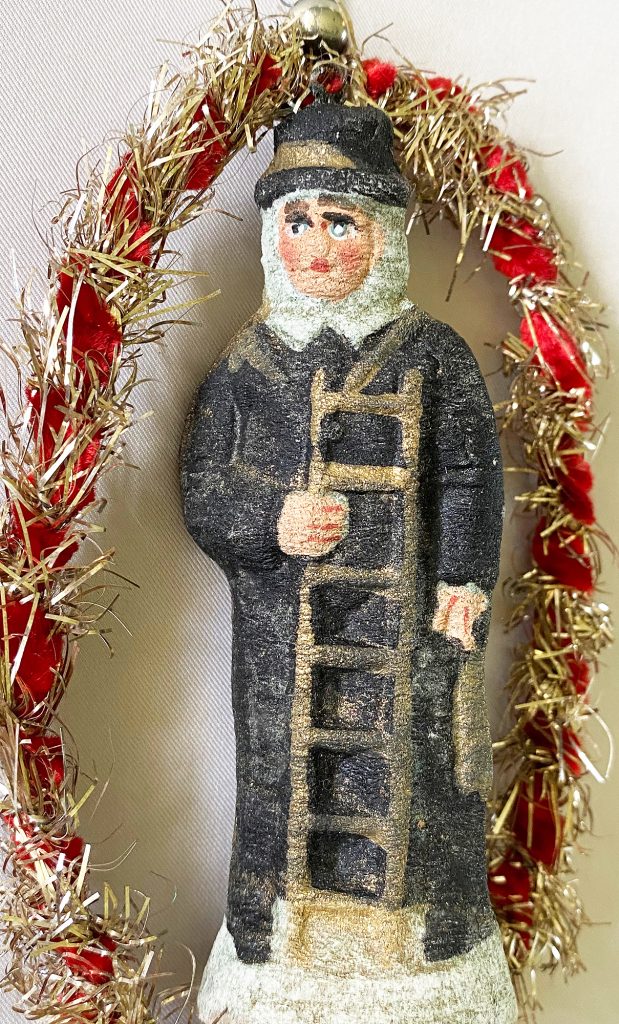 Vintage Tinsel Christmas Ornament Paper Mâché Lucky Chimney Sweep