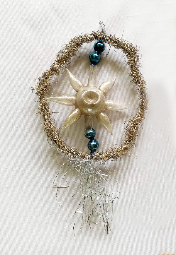 1900s Fantasy Star Tinsel and Glass German Christmas Ornament Rare Victorian christmas feather tree