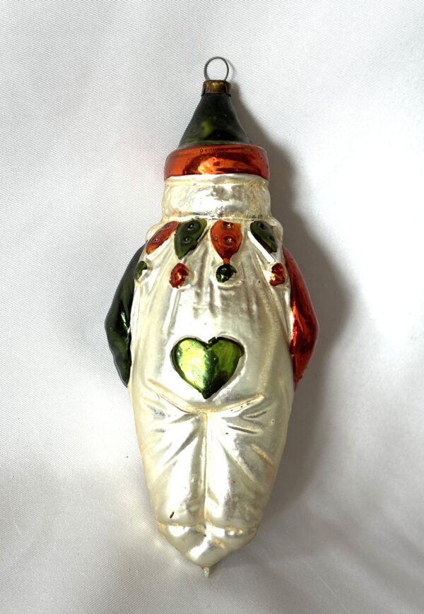 Antique German Glass Ornament Large 5" Jester Circus Clown with Half Moon Christmas Ornament 1940s - Image 2