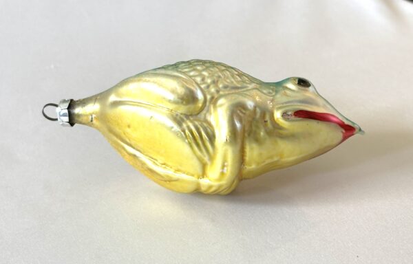 Vintage Figural Glass Ornament Large Frog Germany, Mercury Glass Sitting Frog Ornament - Image 6