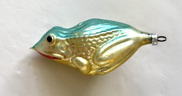 Vintage Figural Glass Ornament Large Frog Germany, Mercury Glass Sitting Frog Ornament - Image 2