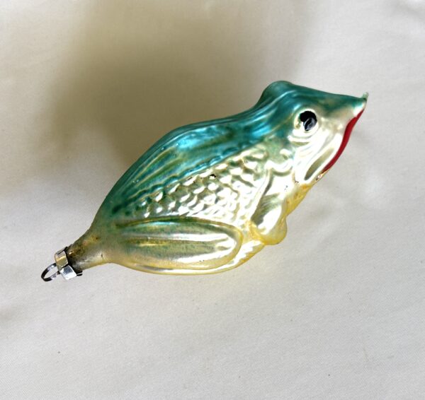 Vintage Figural Glass Ornament Large Frog Germany, Mercury Glass Sitting Frog Ornament - Image 4
