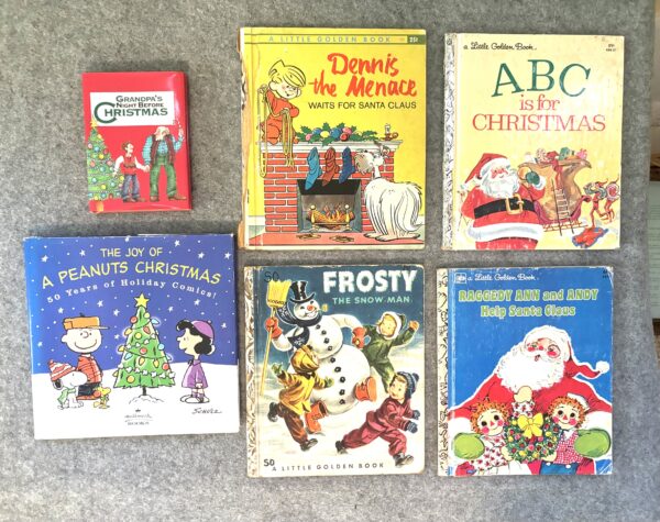 Six Vintage Children's Christmas Books Lot Little Golden and Peanuts Hallmark 1950s-70s
