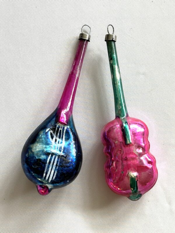 Vintage Glass Ornaments Cello Lute Musician Gift Musical Instruments Christmas Ornaments