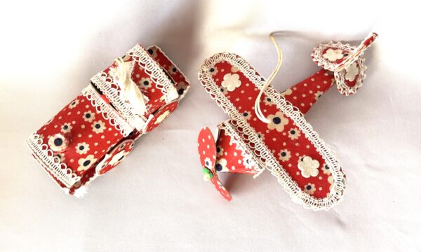 Vintage Christmas Ornaments Japan Large Plane Train Transportation Ornaments Pair - Image 5