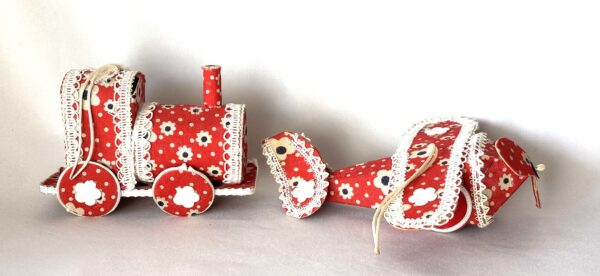 Vintage Christmas Ornaments Japan Large Plane Train Transportation Ornaments Pair - Image 4