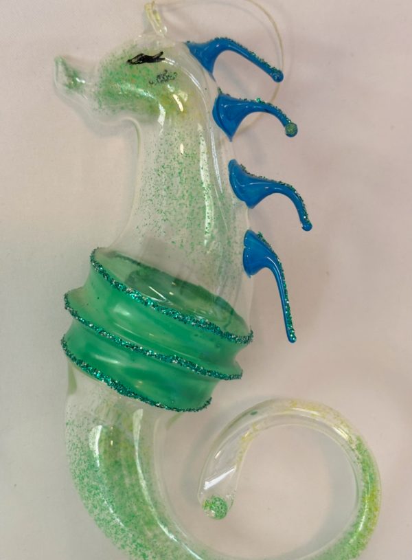 Vintage De Carlini Free Blown Christmas Ornament Seahorse, Italy Blown Glass Ornament 1950s - Image 2