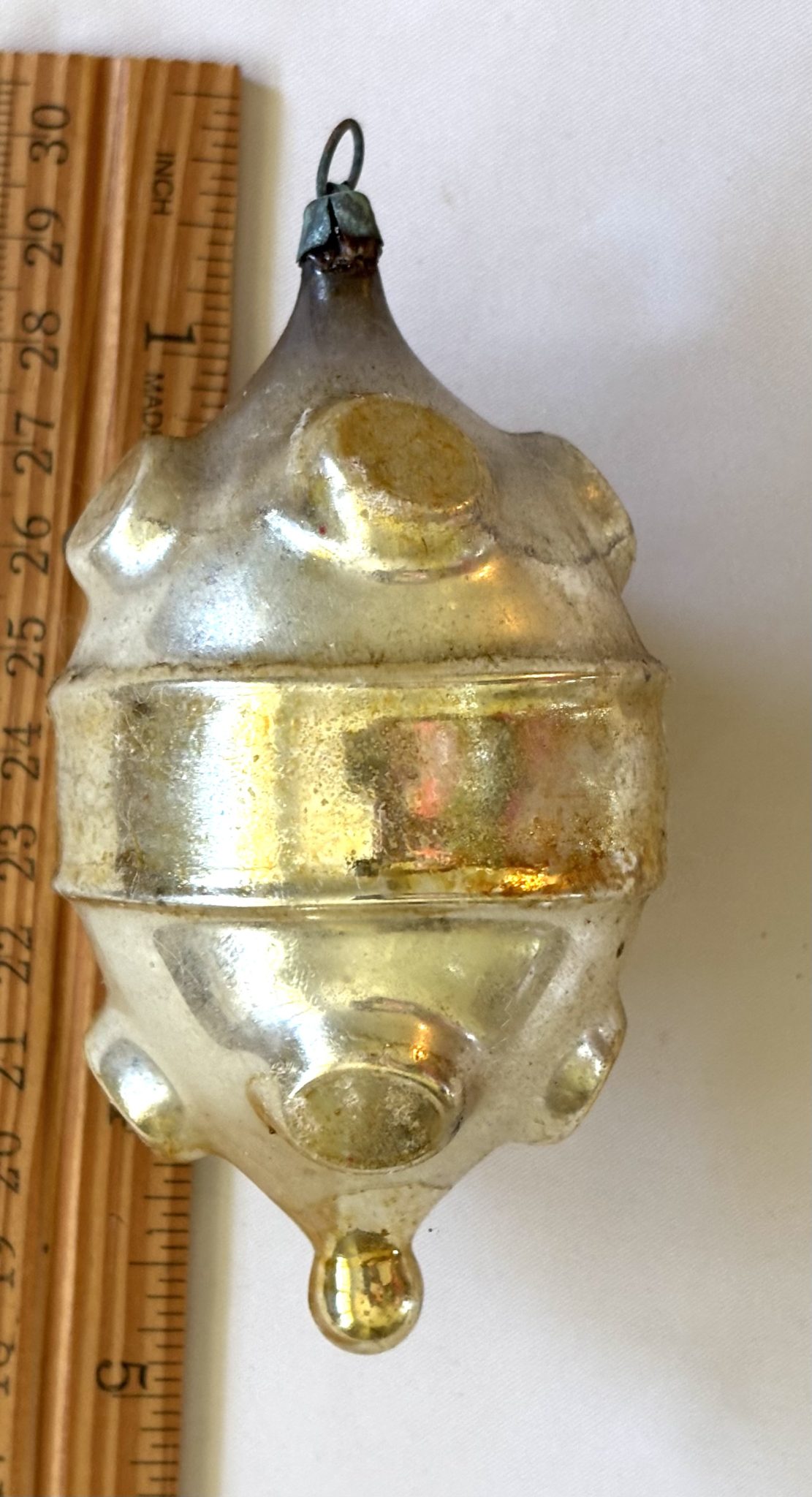 1890s German Large Outdent Ornament RARE Dome Cap Antique Christmas Ornament - Image 3