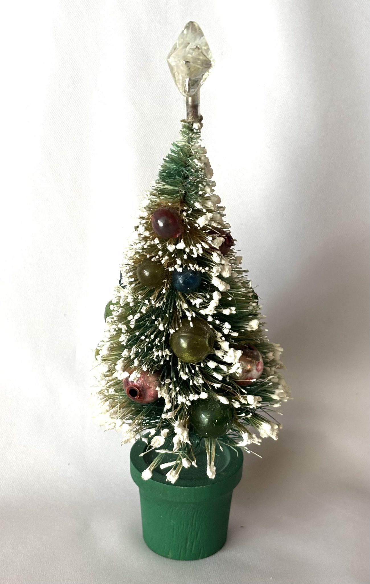 Vintage Bottle Brush Decorated Tree Mercury Glass Ornaments Snow Star, Japan Putz Tree 1950s - Image 6