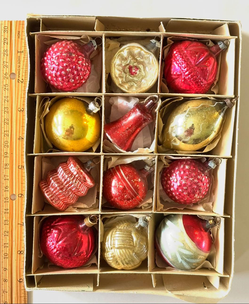 Antique Feather Tree Glass Christmas Ornaments, 12 Small German Figural Glass Ornaments - Image 4