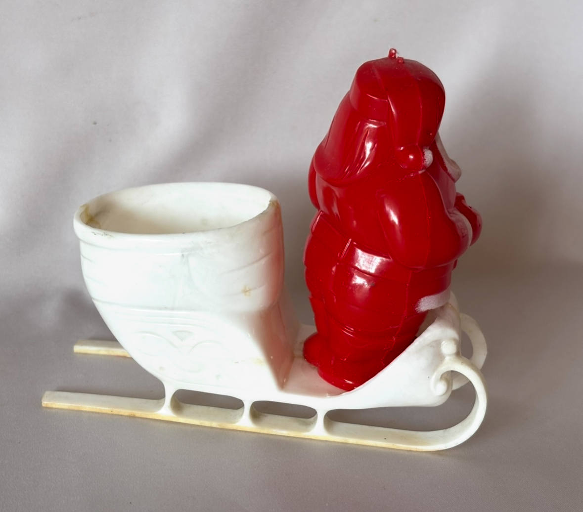 Vintage Rosbro Santa in Sleigh Candy Container Plastic Christmas Decor 1950s - Image 5