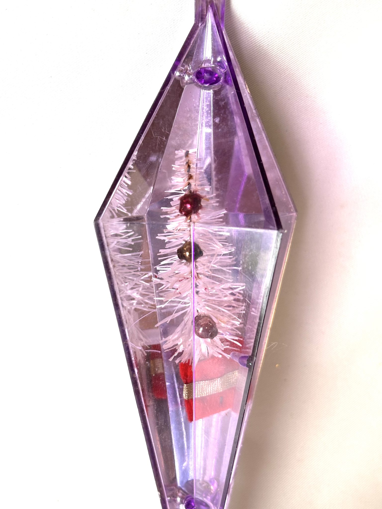 Jewelbrite Diamond Diorama Brush Tree Vintage Jewel Brite Plastic Christmas Ornament 1960s - Image 2