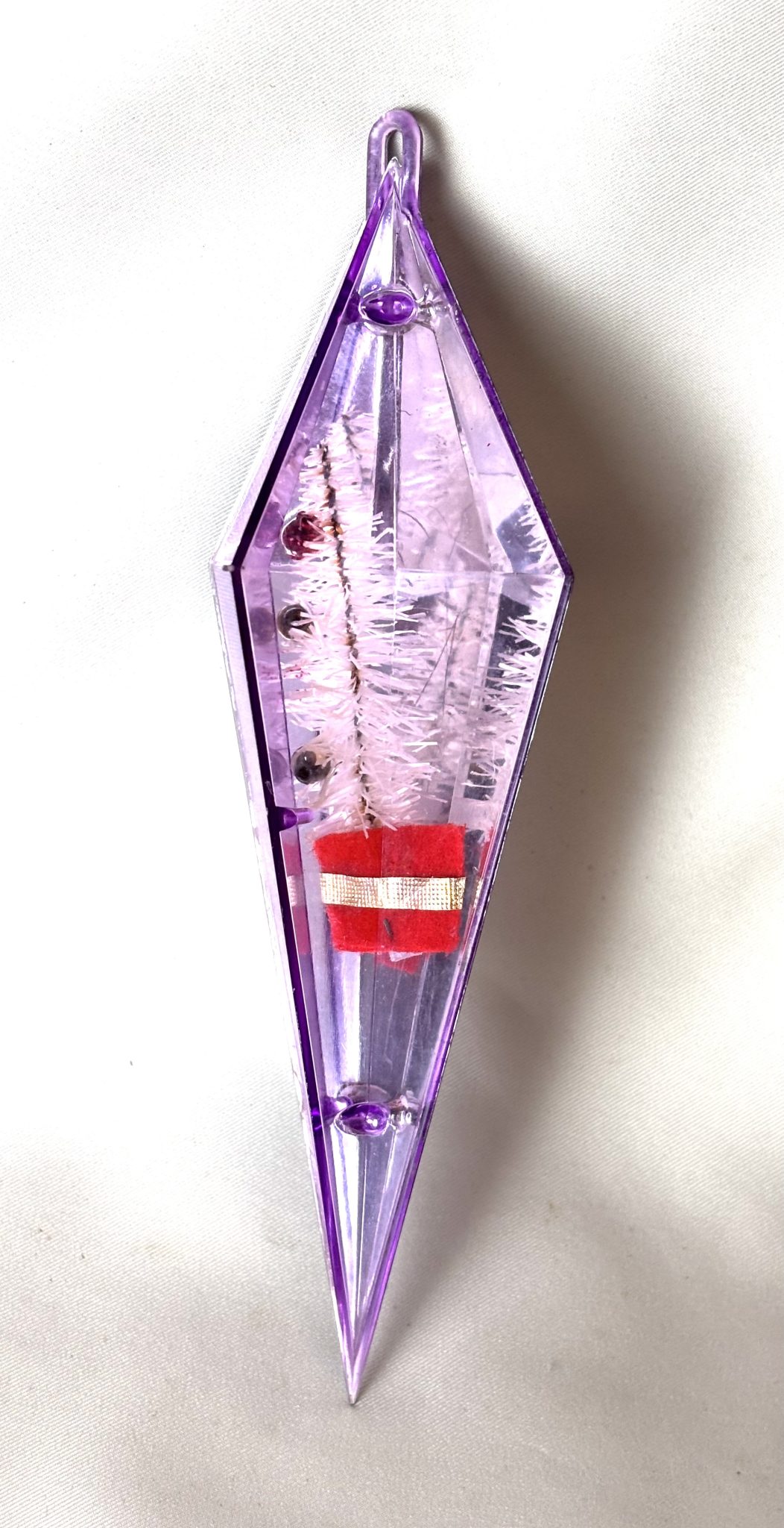 Jewelbrite Diamond Diorama Brush Tree Vintage Jewel Brite Plastic Christmas Ornament 1960s - Image 3