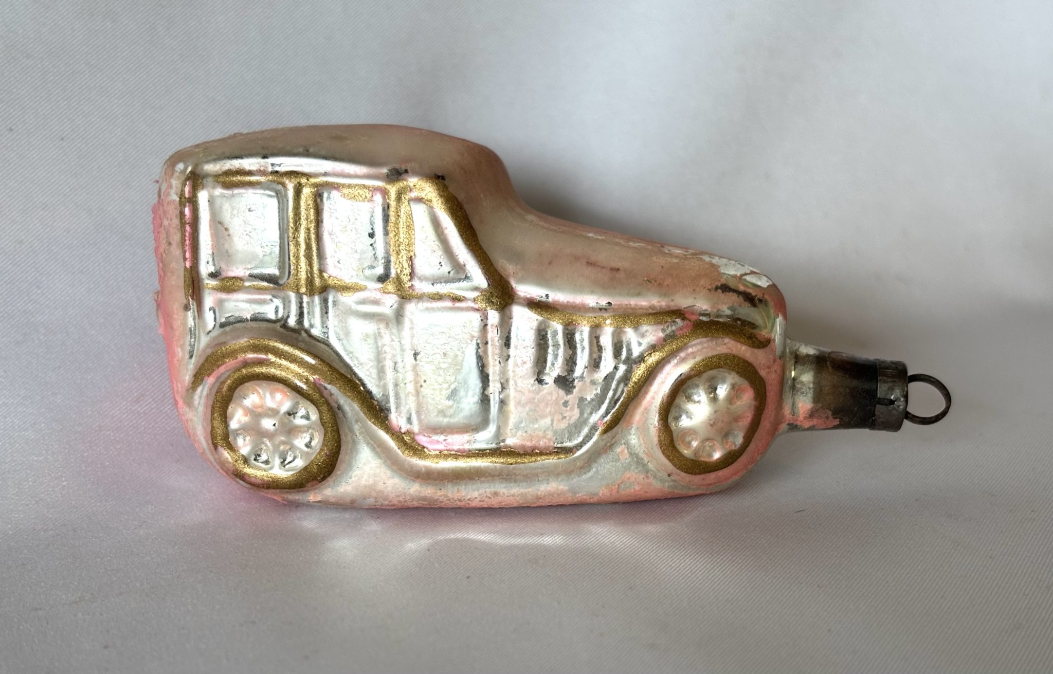 1900s German Glass Christmas Ornament Touring Car, Large Antique Figural Glass Auto Ornament - Image 2