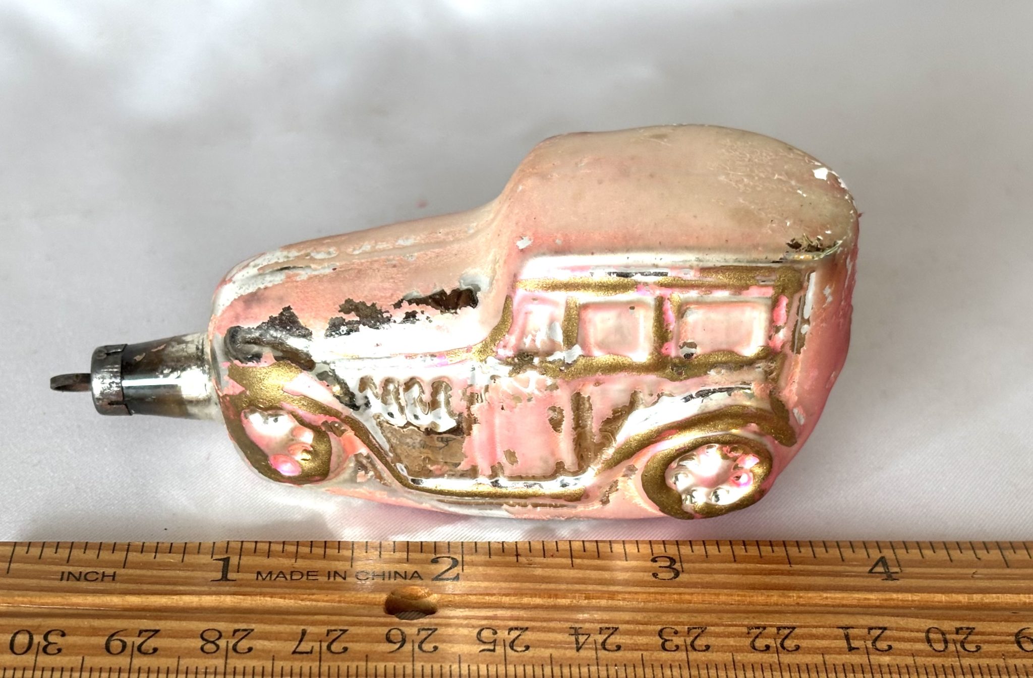 1900s German Glass Christmas Ornament Touring Car, Large Antique Figural Glass Auto Ornament - Image 5