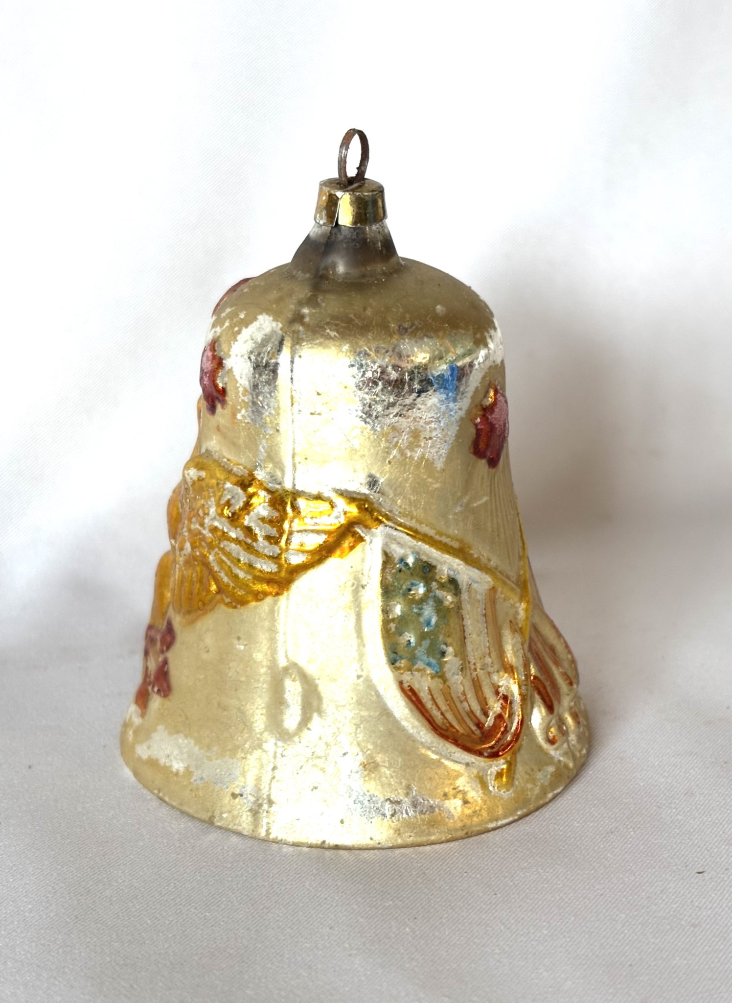 1900s Antique German Patriotic Glass Ornament Eagle Flags Stars Embossed Christmas Ornament - Image 4