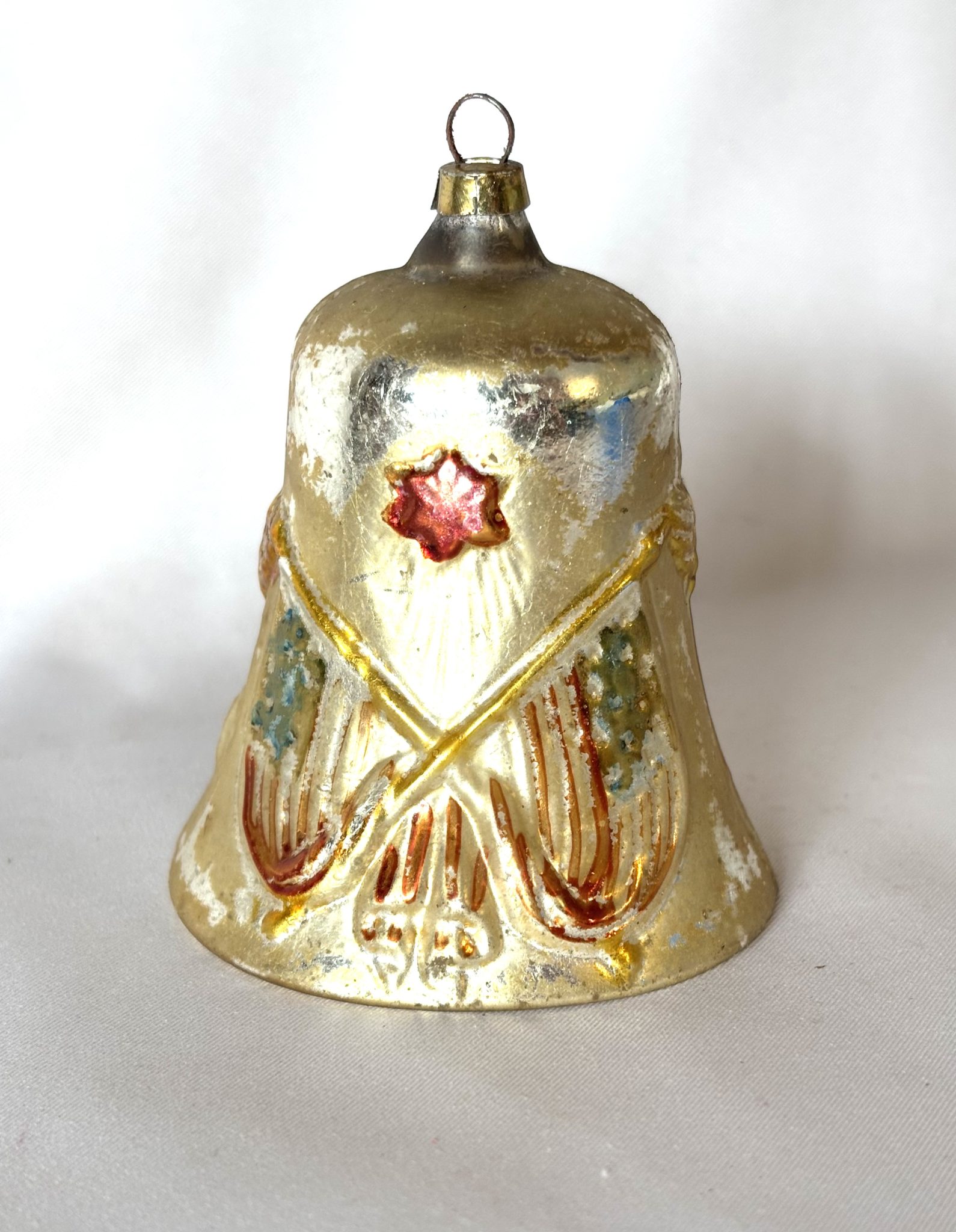 1900s Antique German Patriotic Glass Ornament Eagle Flags Stars Embossed Christmas Ornament - Image 2