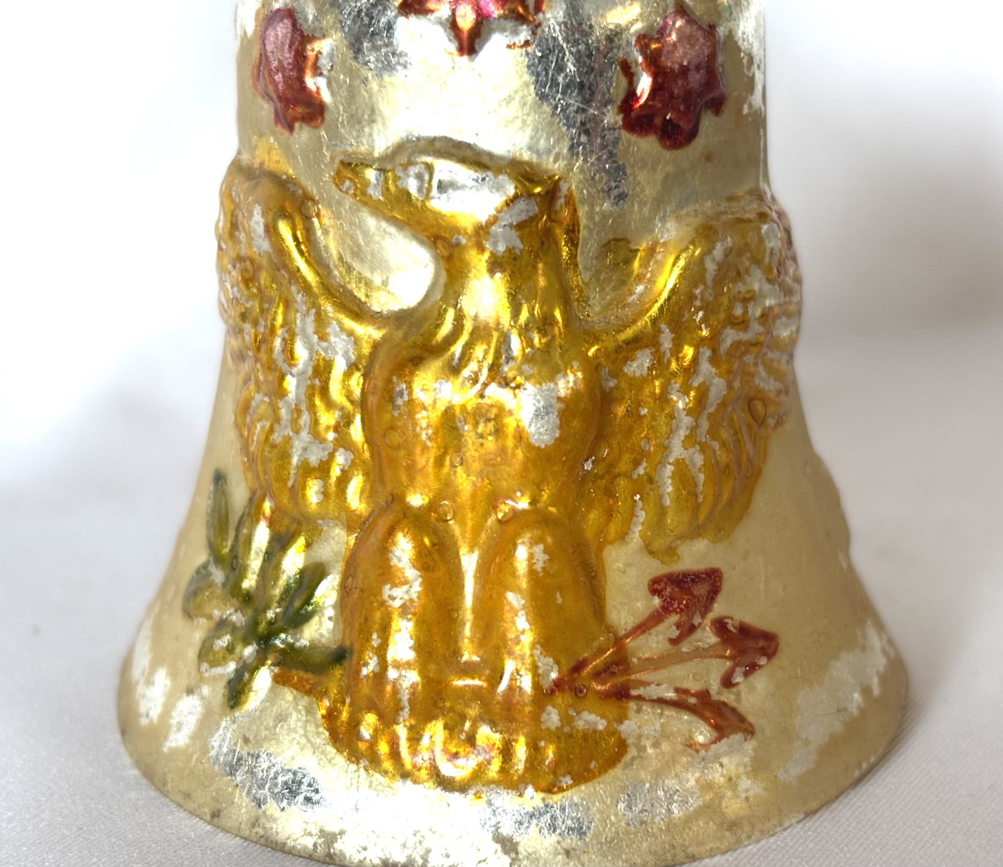 1900s Antique German Patriotic Glass Ornament Eagle Flags Stars Embossed Christmas Ornament - Image 3