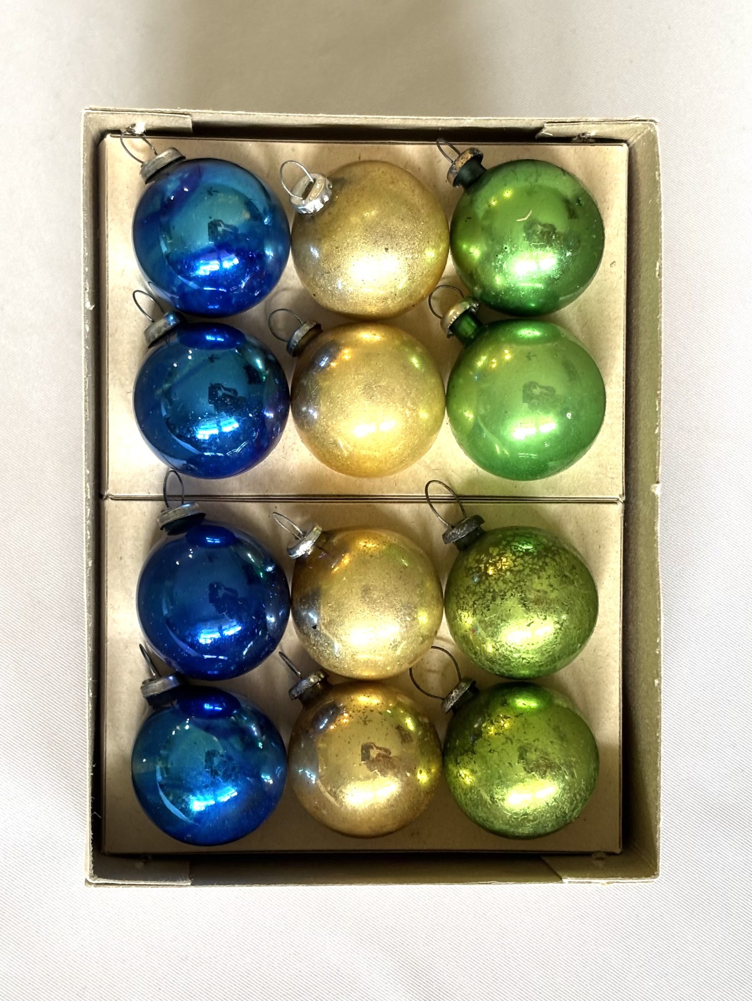 Shiny Brite Glass Christmas Ornaments IOB 12 Vintage Japan Miniature Feather Tree Ornaments